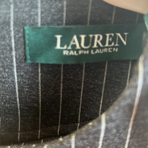 LAUREN (RALPH LAUREN) GREY PIN-STRIPED PEPLUM TOP - Picture 5 of 6